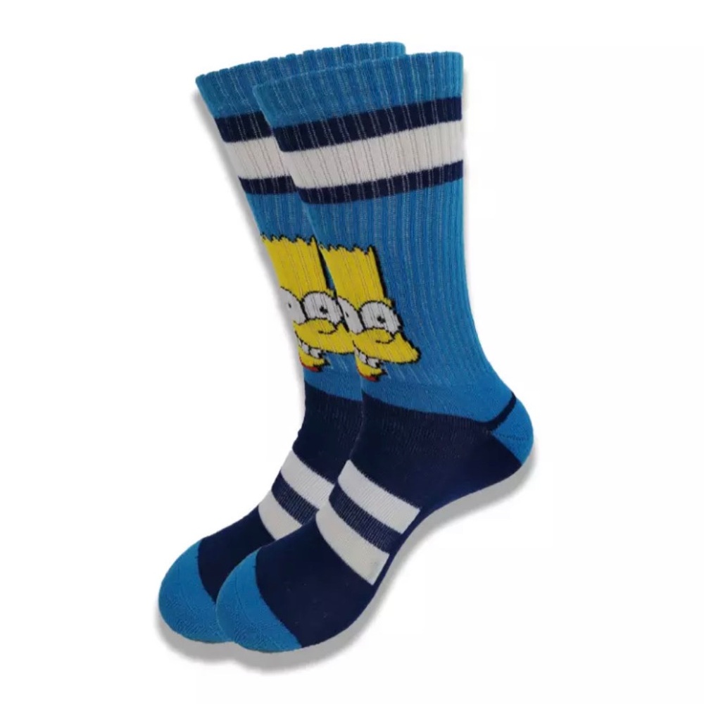 Blue Bart Simpson athletic crew socks